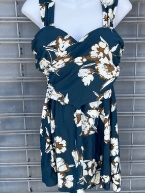 NWT Cocopear Floral Navy Blue One-Piece Swimdress, Size 4X